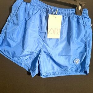 ZARA Bright Blue Athletic Swim Shorts Size 9/10